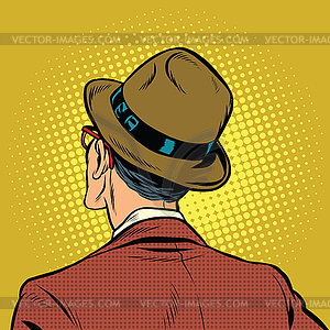 Male viewer stands back - vector image