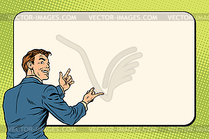 Businessman showing on Billboard background - vector clipart
