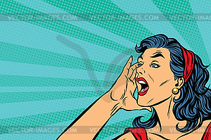 Pop art retro girl screams - vector image