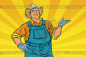 American farmer in cowboy hat - color vector clipart