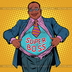 African American businessman super boss - color vector clipart