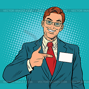 Smiling Manager with name badge - vector image