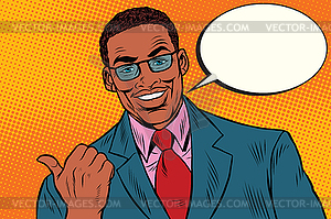 Positive African businessman showing thumb direction - royalty-free vector image