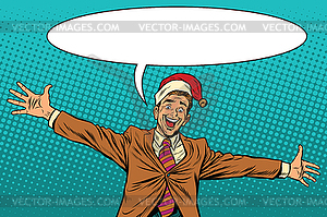 Hello businessman Christmas surprise - vector image
