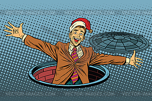 Hello businessman Christmas surprise - vector clip art