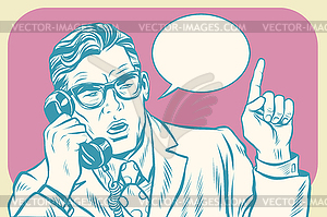 Boss talking on phone - vector clipart