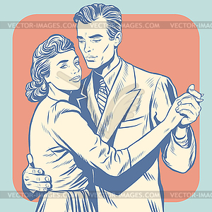 Couple dancing man and woman - vector image