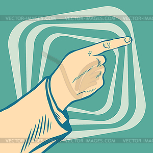 Pop art points finger - vector clipart / vector image