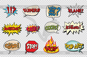 Set comic book bubble stickers - vector clipart