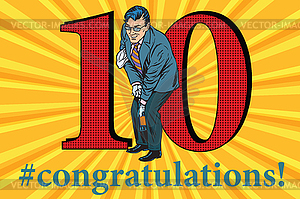 Congratulations 10 anniversary event celebration - vector clip art