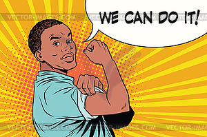 We can do it Protester black man African American - vector clipart