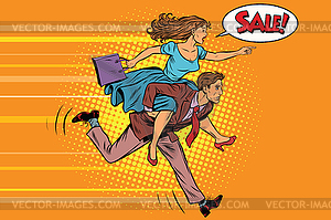 Wife riding husband runs on sale - vector image