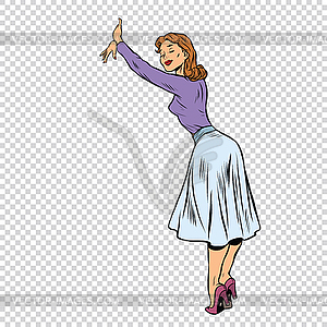 Vintage woman hugging isolate - vector clipart