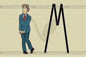 Retro man wants to piss in toilet - vector image