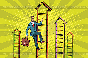 Businessman climbs up stairs - vector clipart