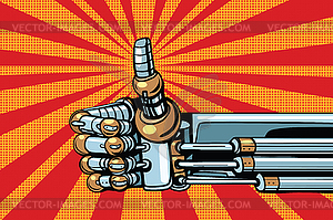 Robot thumb up gesture like - vector clipart