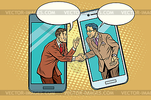 Online talks of two businessmen - vector clipart / vector image