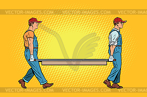 Workers with stretcher - vector clipart