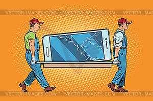 Repair of smartphones broke screen - vector clipart / vector image