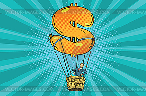 Businessman in hot air balloon dollar - vector clipart