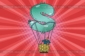 Businessman in hot air balloon dollar - vector clip art