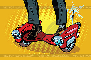 Futuristic steampunk scooter skateboard - vector clipart