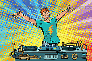 DJ на клубной вечеринке - изображение в векторном виде