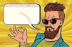 OK okay gesture hipster - vector clip art