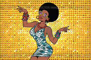 African American woman disco dancer - stock vector clipart