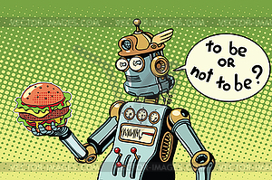 Robot hamburger fast food - vector image