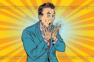 Businessman scared, shock reaction - vector image