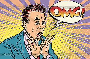 OMG businessman pop art retro style - vector image