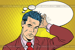 Puzzled businessman business people - vector image