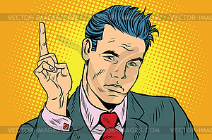 Businessman pointing finger up - vector clipart