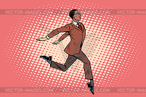 Elegant businessman runs forward - vector clipart