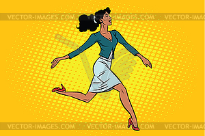 Beautiful businesswoman elegantly runs - royalty-free vector image