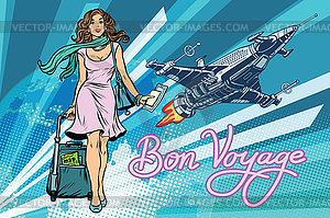 Bon voyage space travel, space tourism - vector image