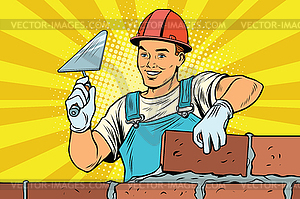 Builder brickwork Construction and repair - vector image
