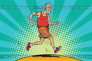 Old man runner, healthy lifestyle - vector image