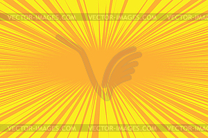 Orange rays pop art comic background - vector image