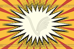 Белый мультяшный желтый всплеск на фоне поп-арт - векторное изображение клипарта