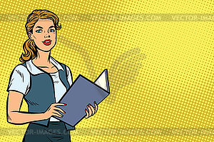 Female Secretary, pop art - stock vector clipart