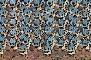 Background crowd of same men, stand back - vector clip art