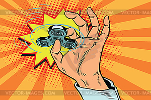 Fidget spinner hand rotation - vector clipart