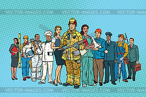 Пожарный врач Секретарь астронавта Builder шеф-повар - векторный клипарт Royalty-Free
