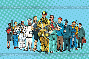 Fireman doctor Secretary astronaut Builder chef - royalty-free vector image