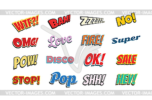 Set of comic phrases - vector image