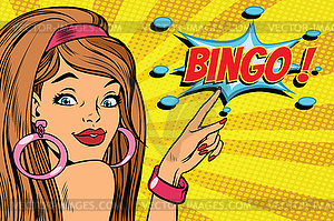 Pop art woman bingo - vector clip art