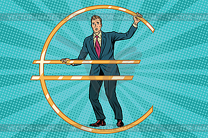 Businessman prisoner in jail euro money - vector image