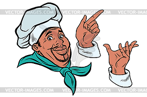 Set African cook and hand gestures - vector clip art